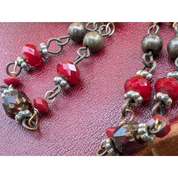 Vintage Bohemian Red Dangle Earrings - Picture 6 of 10